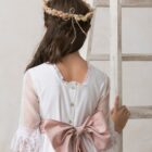 vestido comunion nina organza seda escote espalda
