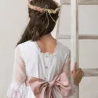 communion dress for girls, organza silk, low back