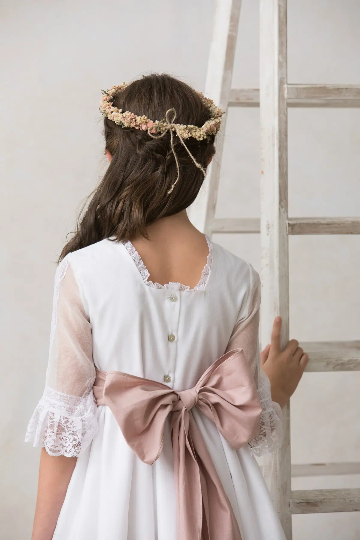 communion dress for girls, organza silk, low back