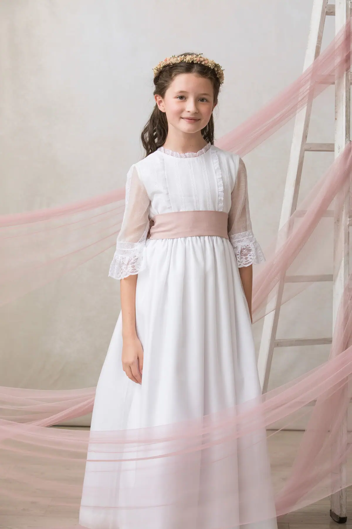 girl's communion dress in organza silk