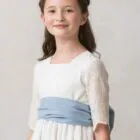 cream embroidered organza communion dress