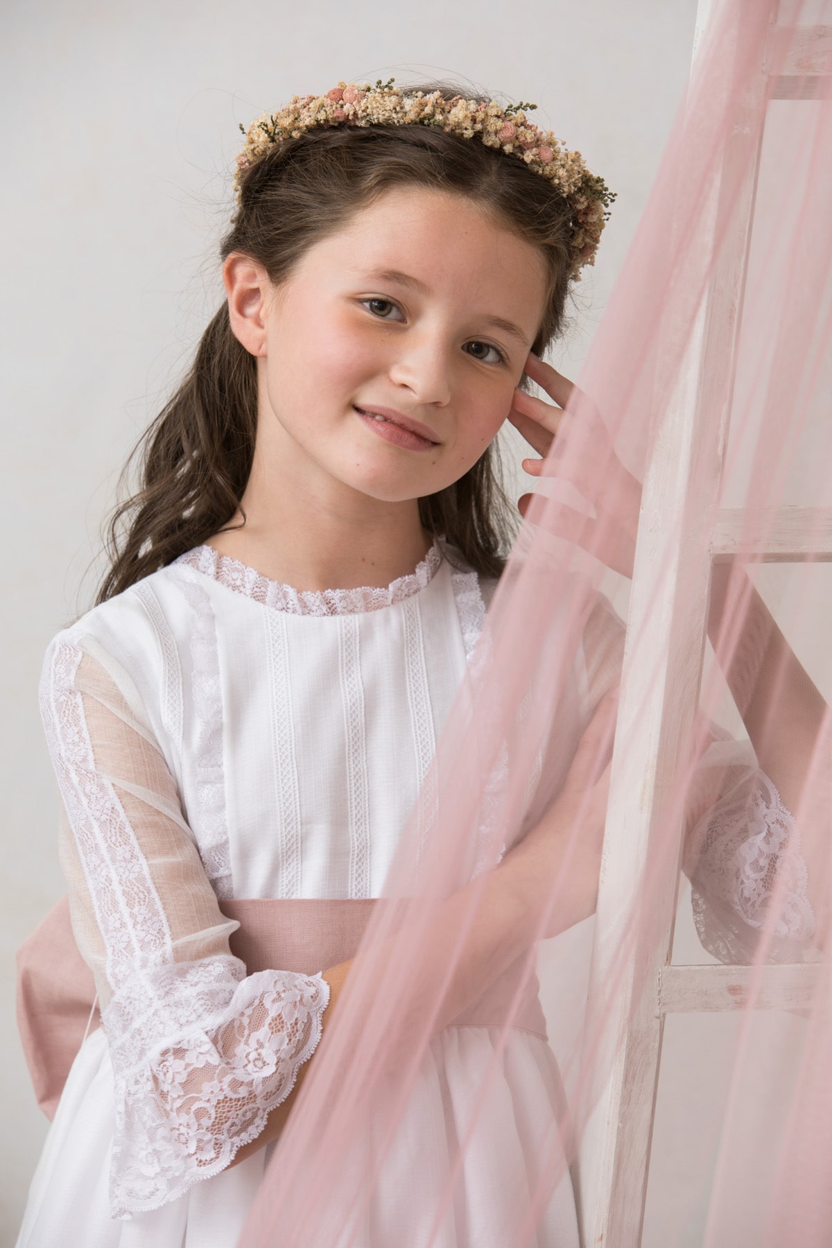 vestido comunion organza seda