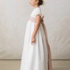 vestido de niña para comunion en tul plumeti con manga farol