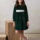 vestido-nina-terciopelo-verde-botella vestido de niña en terciopelo verde botella