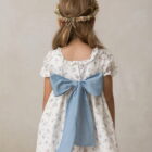 vestido nina ceremonia algodon estampado flores manga farol imperio