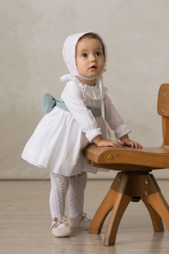 vestidos bebe cancan algodon blanco volante