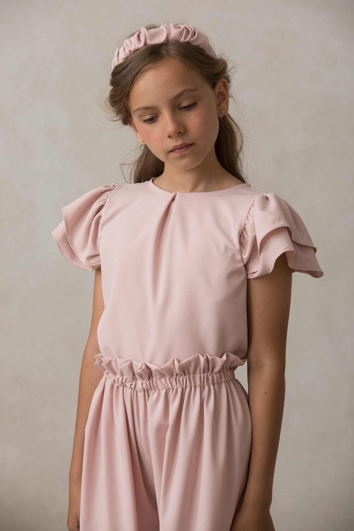 Pantalon mono adolescente nina rosa sencillo Pantalon mono adolescente nina rosa sencillo
