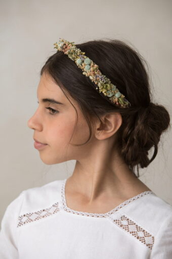 diadema comunion ceremonia flor nina preservada