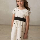 vestido nina ceremonia clasico lunares negro beige espalda pico vestido nina ceremonia clasico lunares negro beige espalda pico