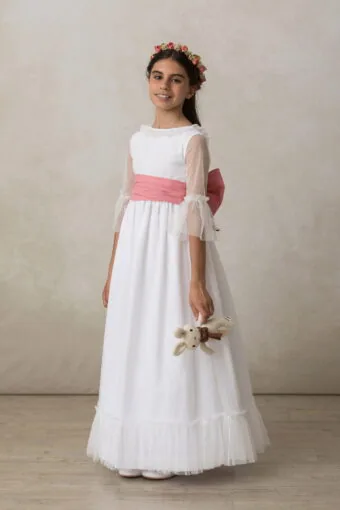 romantic tulle plumeti ruffle communion dresses