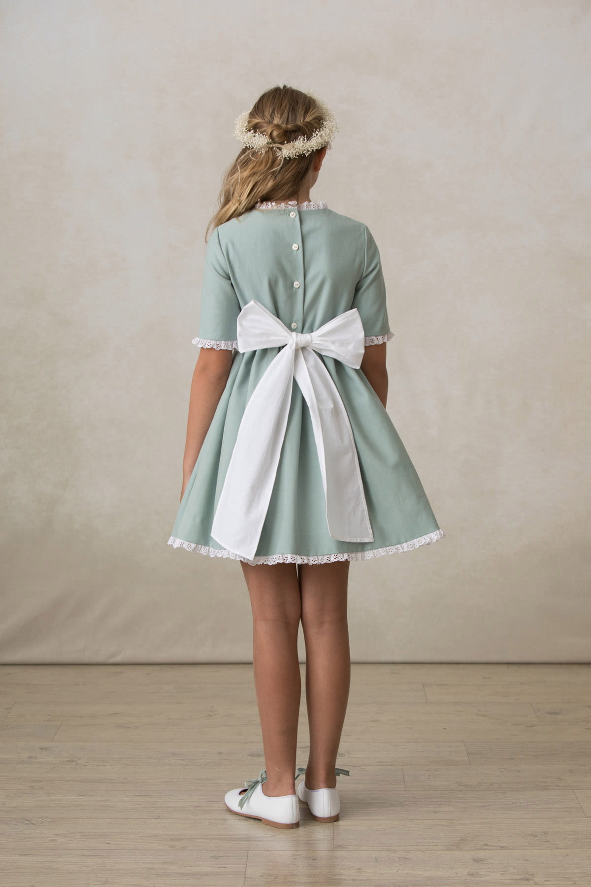 vestido nina verde algodon elegante vestido nina verde algodon elegante