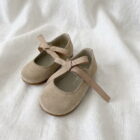 Merceditas beige serraje suela bebe