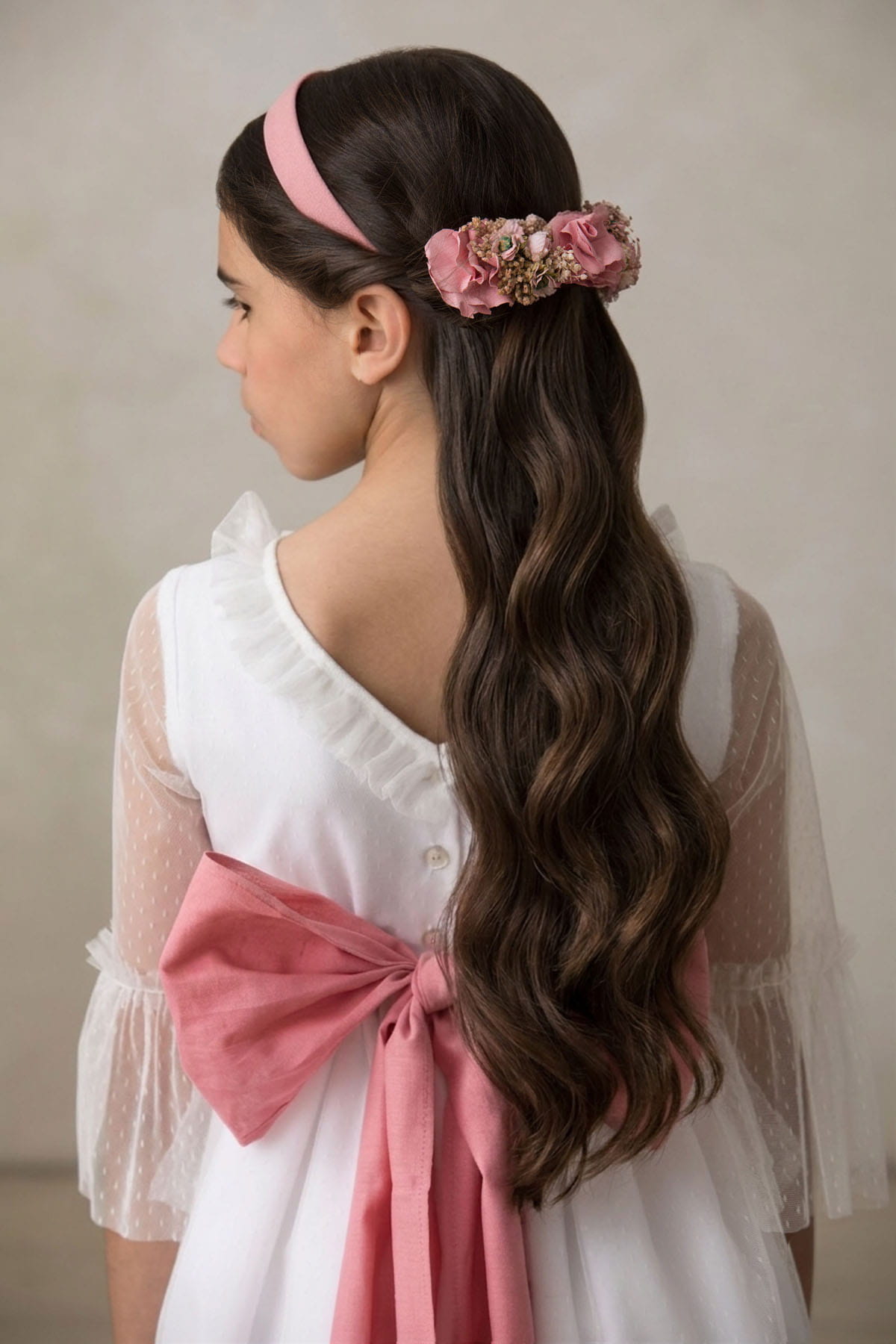 vestido comunion tul plumeti volante romantico