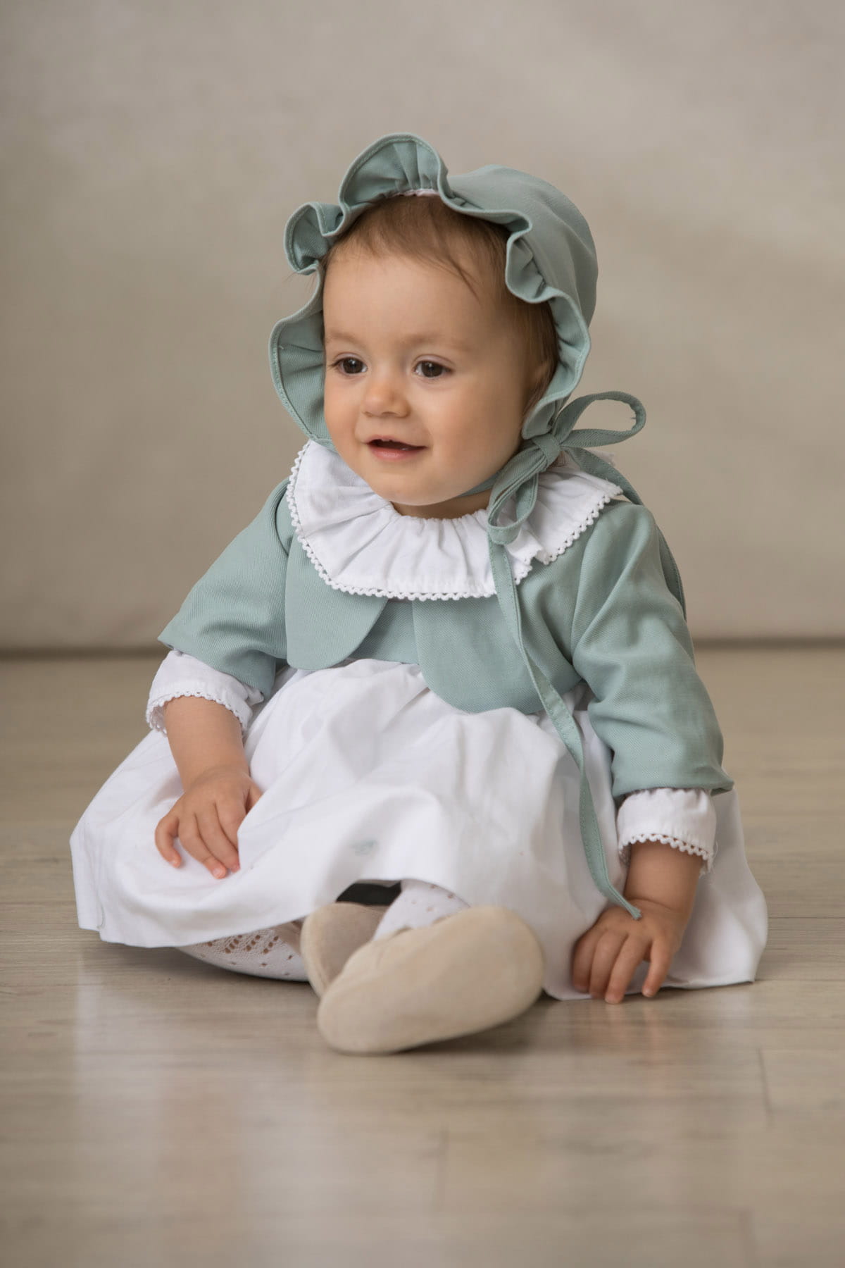 bolero gabardina verde agua algodon nina elegante