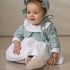 fajin gabardina verde agua algodon nina elegante